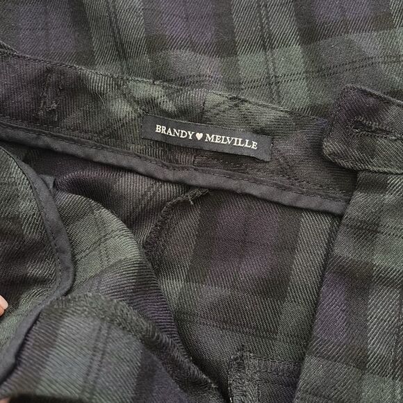 Brandy Melville Womens Pants Green Plaid Retro Style Y2K Preppy Academia - Picture 3 of 5